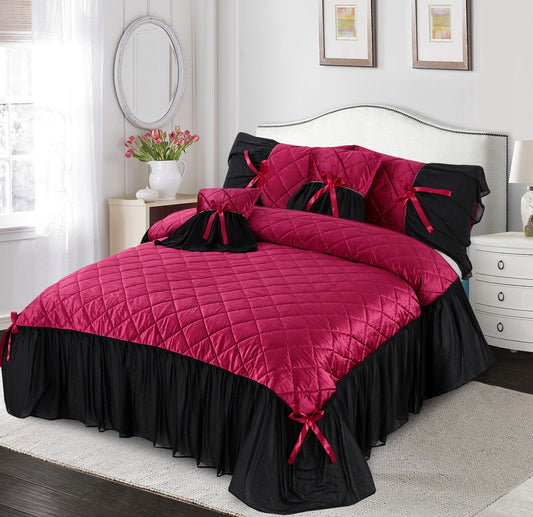 FANCY SWEET VELVET FRILL BEDSHEET 5 PCS