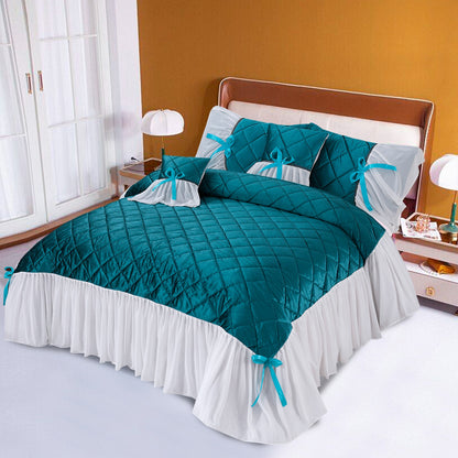 FANCY SWEET VELVET FRILL BEDSHEET 5 PCS