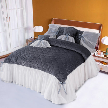 FANCY SWEET VELVET FRILL BEDSHEET 5 PCS