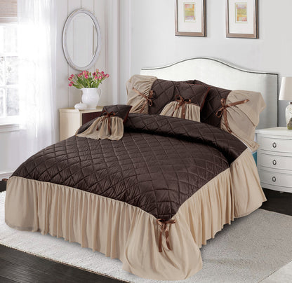FANCY SWEET VELVET FRILL BEDSHEET 5 PCS