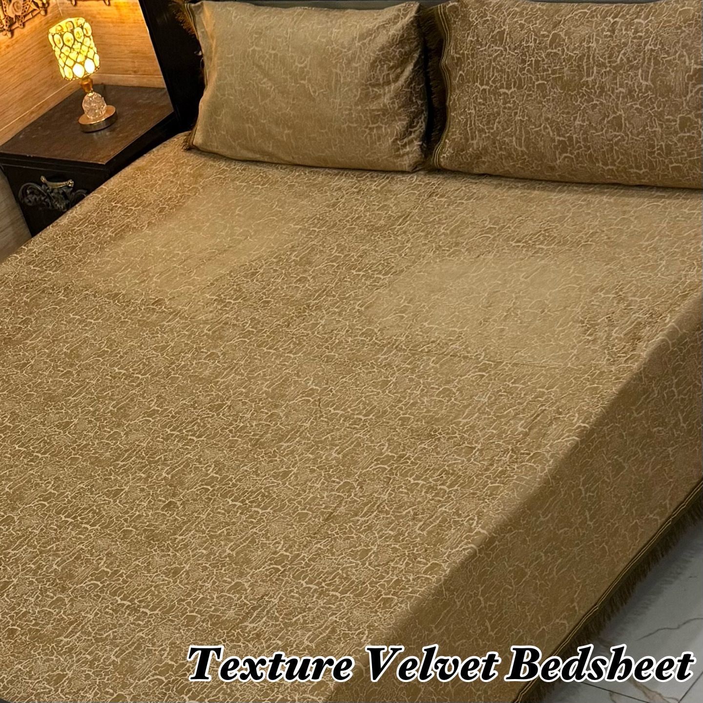 Signature Collection Textured Velvet Bedsheet – 3PC