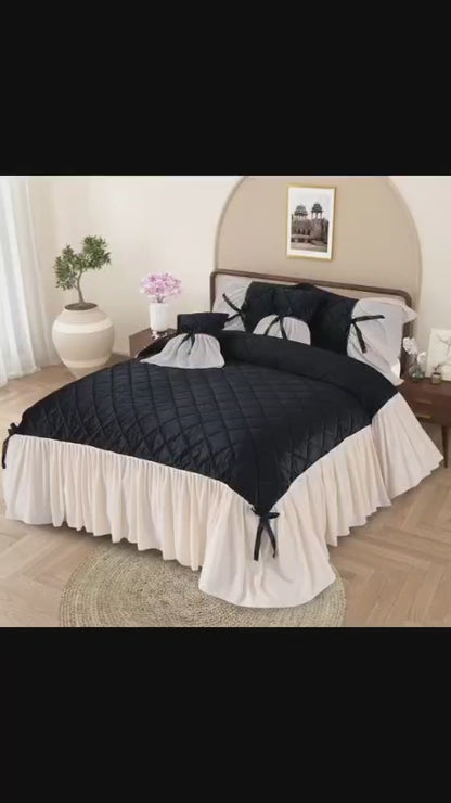 FANCY SWEET VELVET FRILL BEDSHEET 5 PCS